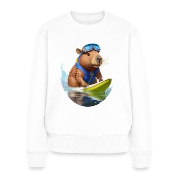 Niedliches Capybara macht Wassersport - Frauen Premium Bio Pullover - Weiß - Vorne - Julia (174cm)
