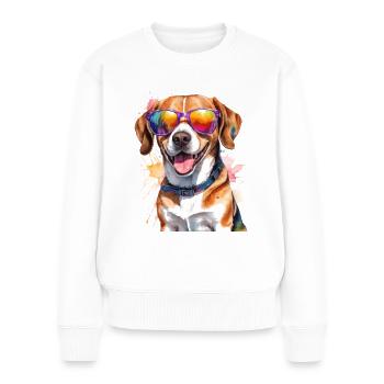 Beagle Sunglasses Dog Funny Animal Design Print - Women's Premium Organic Jumper - white - Front - Julia (174cm)