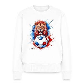 Löwe Fußball Bunt Slowenien Slovenia Design Print - Frauen Premium Bio Pullover - Weiß - Vorne - Julia (174cm)