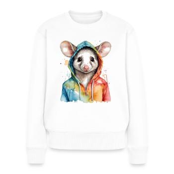 Sweat à capuche Opossum Imprimé Animal Coloré - Pull Premium bio Femme - blanc - Devant - Julia (174cm)