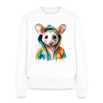 Sweat à capuche Opossum Imprimé Animal Coloré - Pull Premium bio Femme - blanc - Devant - Julia (174cm)