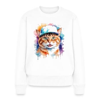 Casquette Snapback Coloré Imprimé Motif D’animal Drôle - Pull Premium bio Femme - blanc - Devant - Julia (174cm)