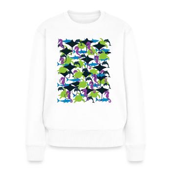 Ocean Camouflage – Meeresleben im Tarnstil - Frauen Premium Bio Pullover - Weiß - Vorne - Julia (174cm)