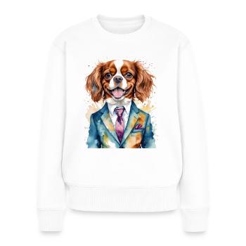 Cavalier King Charles Spaniel Costume Imprimé Chien - Pull Premium bio Femme - blanc - Devant - Julia (174cm)