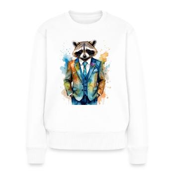 Costume de raton laveur Imprimé de conception d’animaux colorés - Pull Premium bio Femme - blanc - Devant - Julia (174cm)