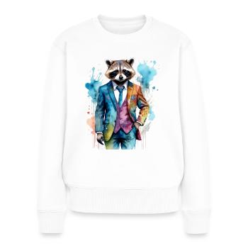 Costume de raton laveur Imprimé de conception d’animaux colorés - Pull Premium bio Femme - blanc - Devant - Julia (174cm)