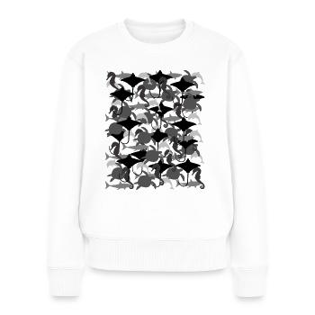 Ocean Camouflage – Meeresleben im Tarnstil - Frauen Premium Bio Pullover - Weiß - Vorne - Julia (174cm)