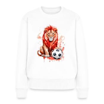 Löwe Fußball Bunt Österreich Tier Design Print - Frauen Premium Bio Pullover - Weiß - Vorne - Julia (174cm)