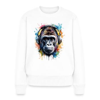 Gorille casque singe coloré Animal Design Print - Pull Premium bio Femme - blanc - Devant - Julia (174cm)