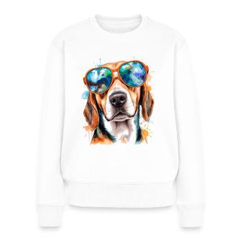 Beagle Sunglasses Dog Funny Animal Design Print - Women's Premium Organic Jumper - white - Front - Julia (174cm)