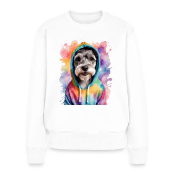 Zwergschnauzer Hoodie Hund Lustig Tier Print - Frauen Premium Bio Pullover - Weiß - Vorne - Julia (174cm)