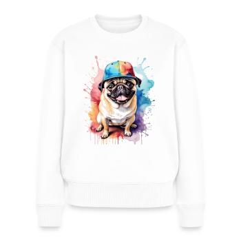 Carlin Snapback Cap Chien Coloré Drôle Design Imprimer - Pull Premium bio Femme - blanc - Devant - Julia (174cm)