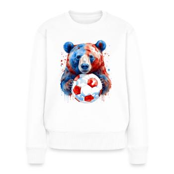 Bär Fußball Bunt Slowakei Slovakia Design Print - Frauen Premium Bio Pullover - Weiß - Vorne - Julia (174cm)