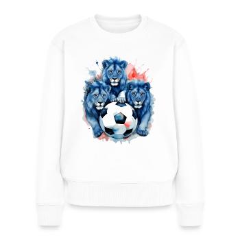 Löwen Fußball Bunt England Tier Design Print - Frauen Premium Bio Pullover - Weiß - Vorne - Julia (174cm)