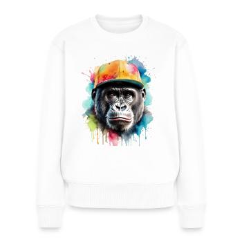 Gorille Snapback Cap Monkey Cool Animal Design Print - Pull Premium bio Femme - blanc - Devant - Julia (174cm)