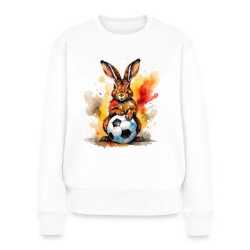 Rabbit Football Colorful Germany Animal Design Print - Women's Premium Organic Jumper - white - Front - Julia (174cm)