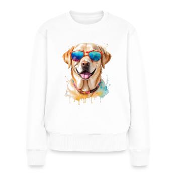 Labrador Retriever Sonnenbrille Hund Design Print - Frauen Premium Bio Pullover - Weiß - Vorne - Julia (174cm)