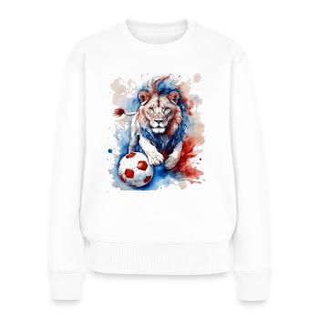 Löwe Fußball Bunt Frankreich Tier Design Print - Frauen Premium Bio Pullover - Weiß - Vorne - Julia (174cm)