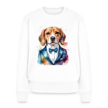 Beagle Suit Dog Colorful Funny Animal Design Print - Women's Premium Organic Jumper - white - Front - Julia (174cm)