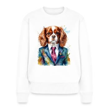Cavalier King Charles Spaniel Costume Imprimé Chien - Pull Premium bio Femme - blanc - Devant - Julia (174cm)