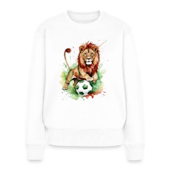 Löwe Fußball Bunt Portugal Tier Design Print - Frauen Premium Bio Pullover - Weiß - Vorne - Julia (174cm)