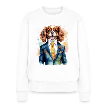 Cavalier King Charles Spaniel Costume Imprimé Chien - Pull Premium bio Femme - blanc - Devant - Julia (174cm)