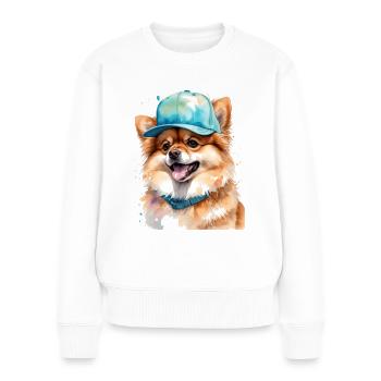 Loulou de Poméranie Casquette Snapback Imprimé chien - Pull Premium bio Femme - blanc - Devant - Julia (174cm)