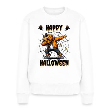 Happy Halloween - Lustiges Kürbiskopf Dabbing - Frauen Premium Bio Pullover - Weiß - Vorne - Julia (174cm)