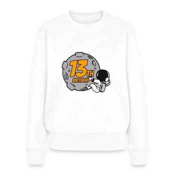 13. Geburtstag Jungen Astronaut Geburtstag - Frauen Premium Bio Pullover - Weiß - Vorne - Julia (174cm)