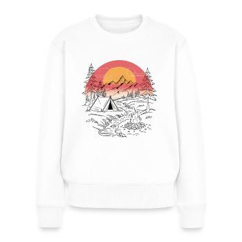 Abenteuerlicher Sonnenuntergang beim Camping - Frauen Premium Bio Pullover - Weiß - Vorne - Julia (174cm)