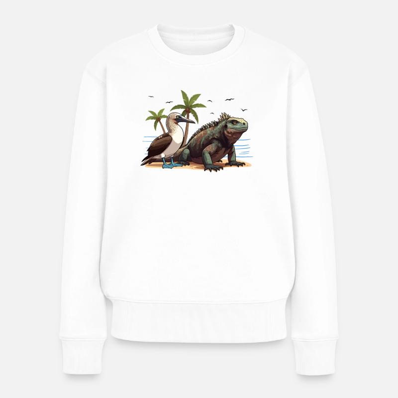 Blue Footed Booby Galapagos Land Iguana - Frauen Premium Bio Pullover - Weiß
