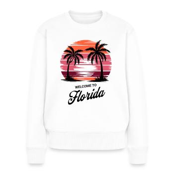 Florida Retro Sunset – Tropical Palm Trees - Women's Premium Organic Jumper - white - Front - Julia (174cm)