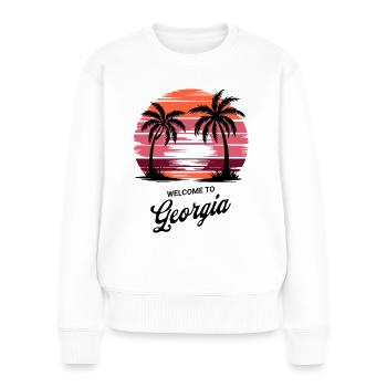 Georgia Retro Sunset – Südstaaten Charme - Frauen Premium Bio Pullover - Weiß - Vorne - Julia (174cm)