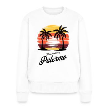 Coucher de soleil à Palerme – Côte sicilienne - Pull Premium bio Femme - blanc - Devant - Julia (174cm)