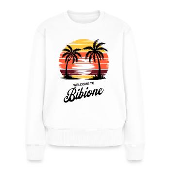 Bibione Retro Sonnenuntergang – Italienische Küste - Frauen Premium Bio Pullover - Weiß - Vorne - Julia (174cm)