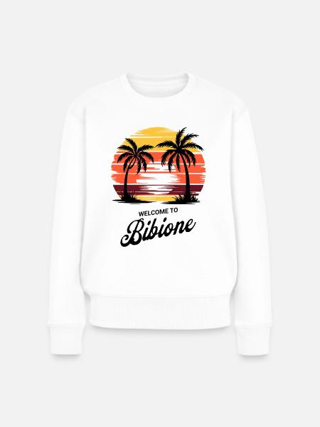Bibione Retro Sonnenuntergang – Italienische Küste - Frauen Premium Bio Pullover - Weiß