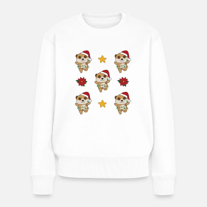 Erdmännchen Weihnachten Winter Tiere Erdmännchen - Frauen Premium Bio Pullover - Weiß