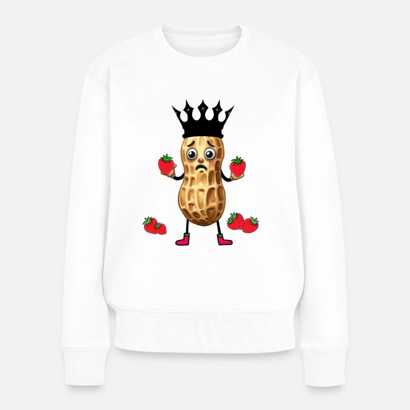 Erdbeeren süße Früchte Erdnuss Erdbeer Obst - Frauen Premium Bio Pullover - Weiß