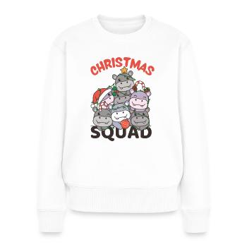 Hippopotame arbre de Noël Escouade de Noël hippopotames - Pull Premium bio Femme - blanc - Devant - Julia (174cm)