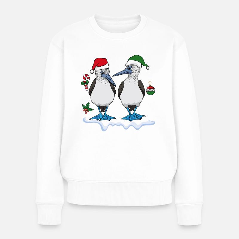Blaufußtölpel Weihnachten - Frauen Premium Bio Pullover - Weiß