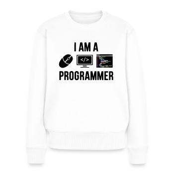 Je suis programmeur – Cadeau amusant pour les fans d’informatique - Pull Premium bio Femme - blanc - Devant - Julia (174cm)