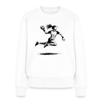 Handball Handball Joueur, Handball Femme - Pull Premium bio Femme - blanc - Devant - Julia (174cm)