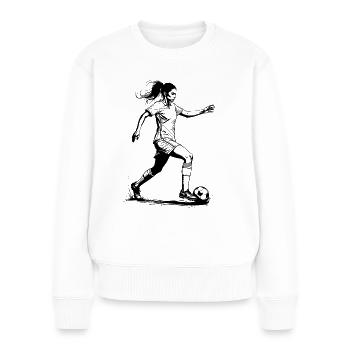 Fußball Fußballerin, bunt, Fussballspielerin Frau - Frauen Premium Bio Pullover - Weiß - Vorne - Julia (174cm)