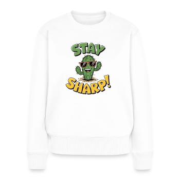 Stay Sharp Cactus - Women's Premium Organic Jumper - white - Front - Julia (174cm)