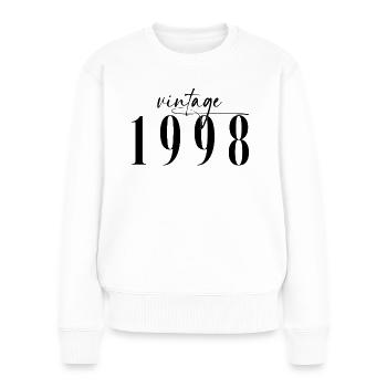 Vintage 1998 Geburtstag Minimalistisch Elegant - Frauen Premium Bio Pullover - Weiß - Vorne - Julia (174cm)