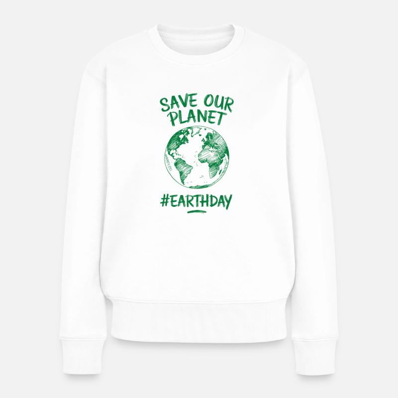 Save Our Planet #EarthDay - Frauen Premium Bio Pullover - Weiß
