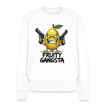 Gangsta fruité – Gangster au citron drôle - Pull Premium bio Femme - blanc - Devant - Julia (174cm)