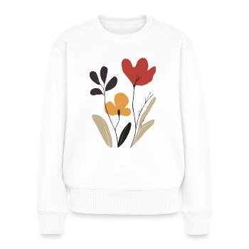 Abstrakte Blüte Blumen Kunst: Farbenfroh & Sommer - Frauen Premium Bio Pullover - Weiß - Vorne - Julia (174cm)