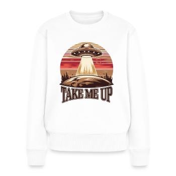 UFO Entführung Retro - Frauen Premium Bio Pullover - Weiß - Vorne - Julia (174cm)