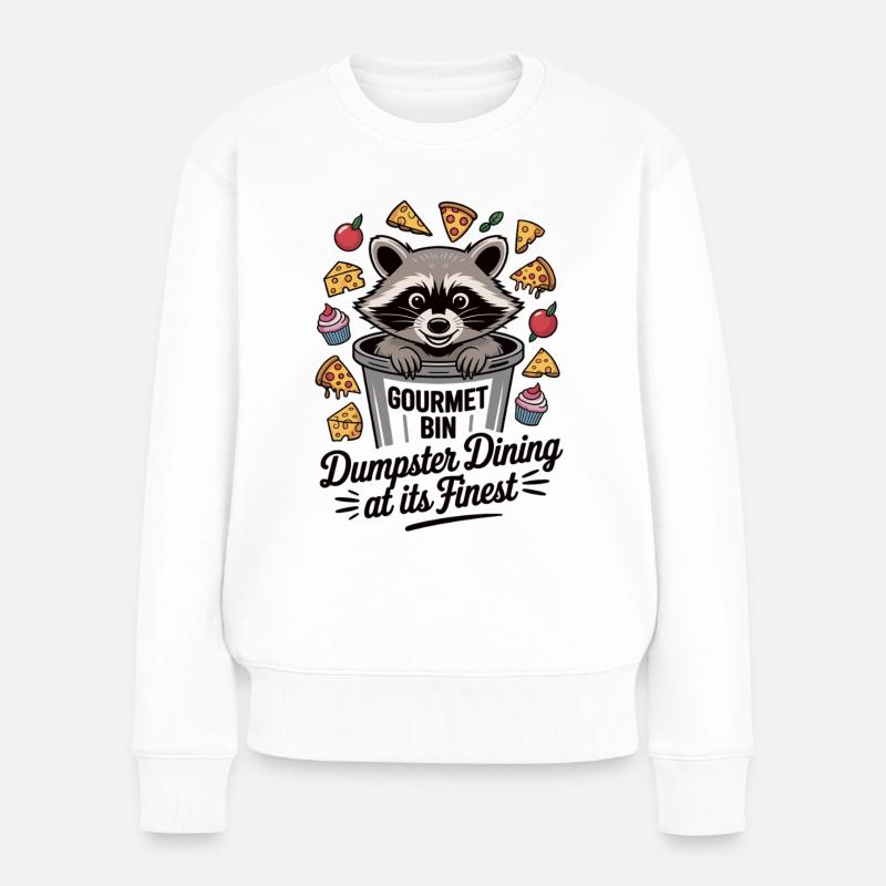 Gourmet Waschbär - Frauen Premium Bio Pullover - Weiß